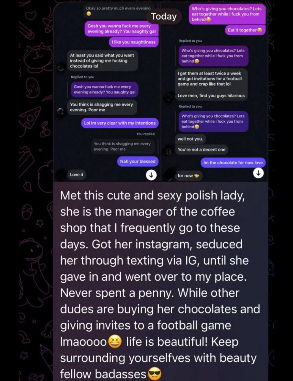 Customer testimonial screenshot with chat history
